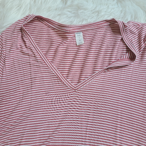 Old Navy Striped Pink And White V-Neck Long Sleeve Top - Picture 11 of 13
